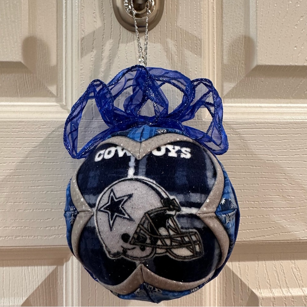 NFL Dallas Cowboys Football Hand Crafted Holiday 4” Sports Quilted Ornament